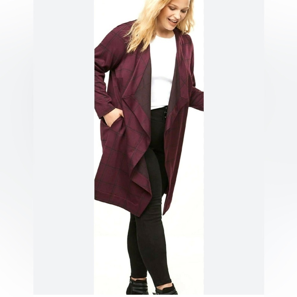 Lane Bryant Purple & Black Open Front Coatigan Coat + Cardigan Size 18-20 NEW